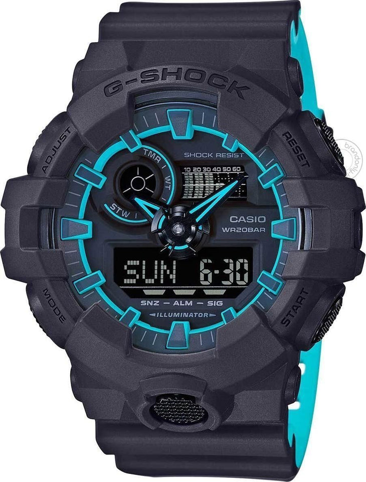 Casio G-Shock Analog Digital Black & Blue Belt Men's Watch For Man GA-700SE-1A2DR Multi Color Dial Day And Date Gift Watch