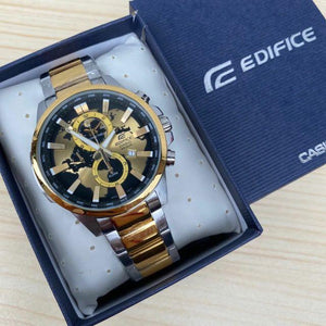 Casio Edifice Chronograph Gold Black World Design Dial Gold Silver Metal Men's Watch EFR-311-best Gift