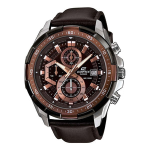 Chronograph Brown Dial Leather Men's Watch EFR 539L 5AVUDF