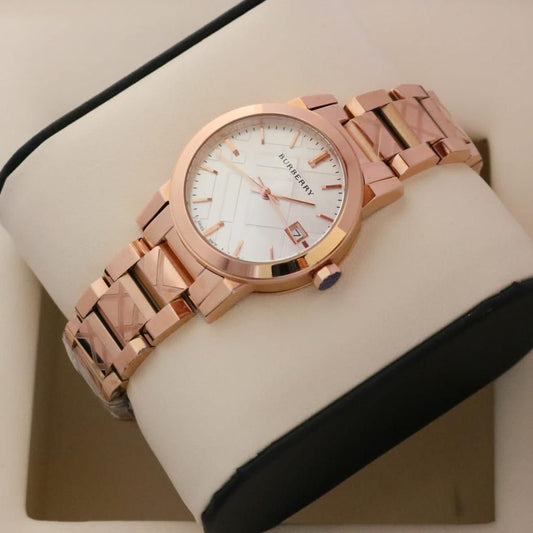 Women's BU9104 Heritage Rose Gold-plated Stainless Steel Swiss Rare 38mm Unisex Men Women Wrist Watch The City