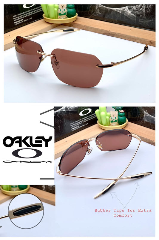 Branded Rimless Frame Blocking Sunglass In a Maroon Color lens And Stainless Steel Stick Sunglass For Sun Protection And Also For Reading-OK-UV443