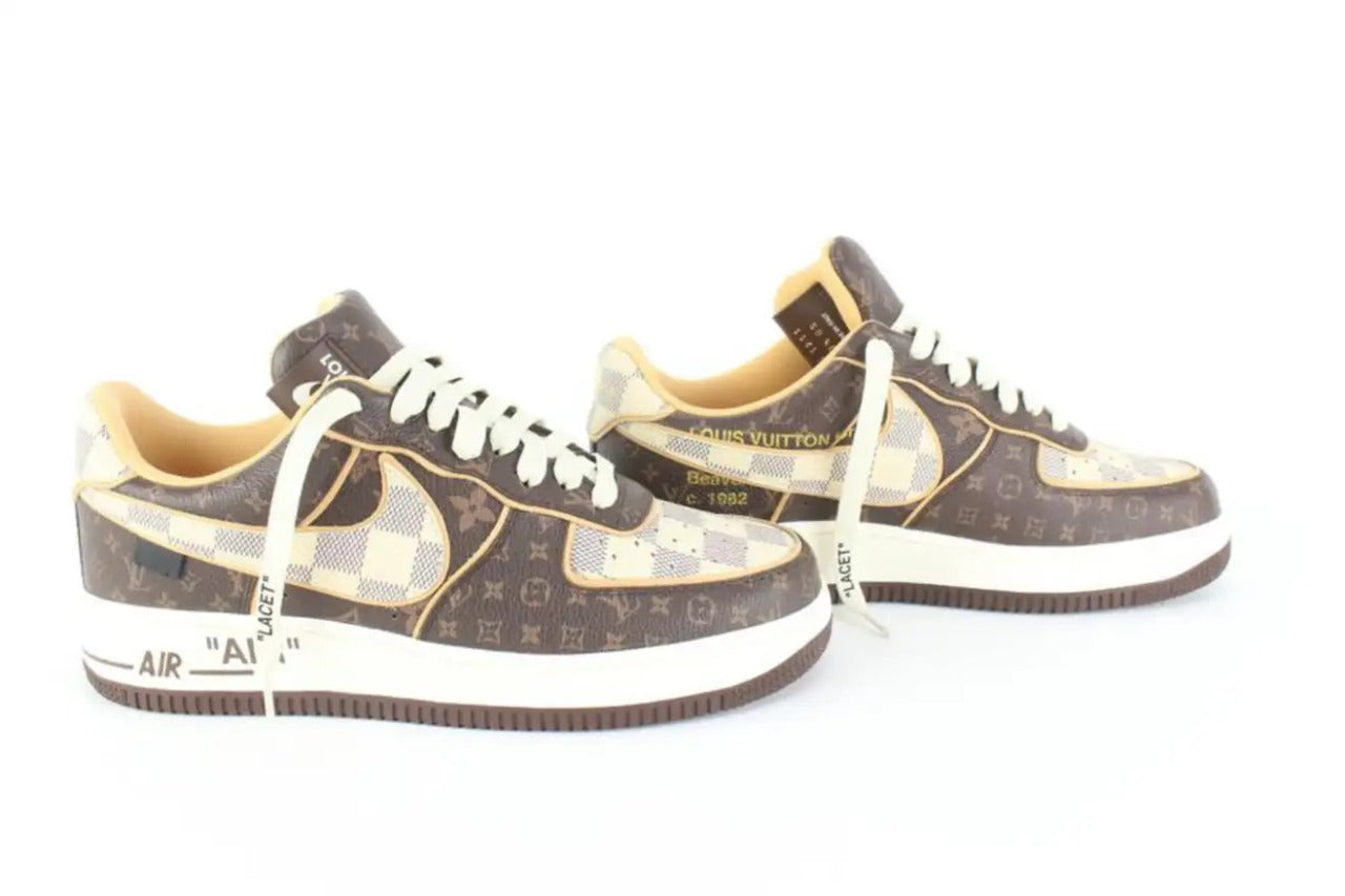 Nike Louis Vuitton LV x Nike Men's 7.5 Virgil Abloh Damier Azur Monogram Air Force 1-LU2409215694852