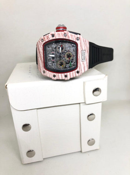 Richard Mille Chronograph Black Strap Wooden Design Case Multi Color Dial Men's Watch For Man Date Gift Watch RM50-99