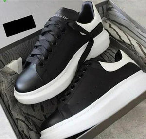 Alexander Mcqueen Shoes - Oversized Leather Sneakers - Women Man- Leather/Leather/Rubber Black