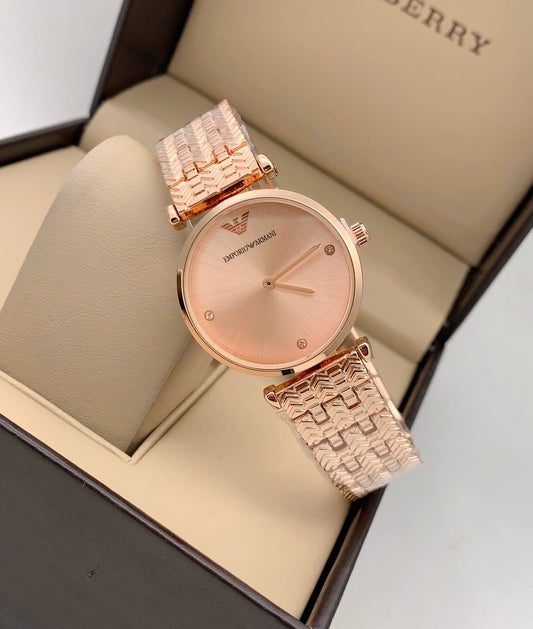 Latest Design Watch Rose Gold Dial & Rose Gold Color Strap Design Strap For Women and Girls Watch -Best Gift Ever AR-59439