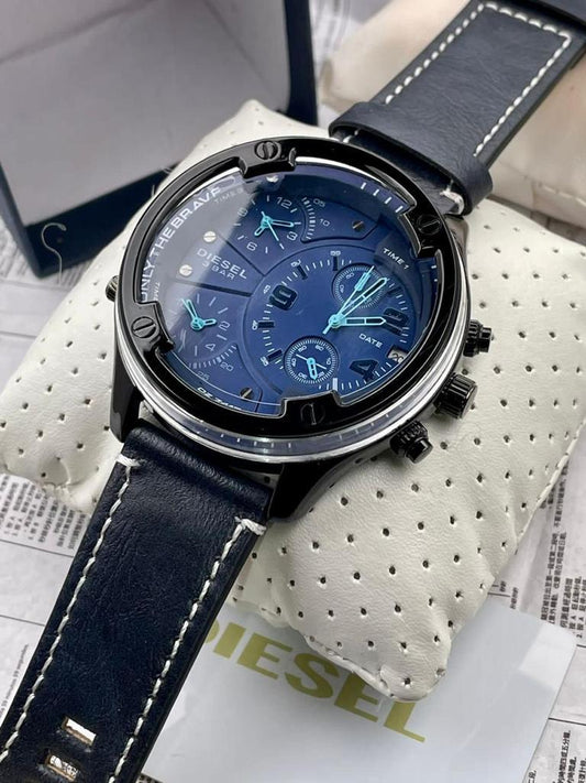 Diesel Chronograph Dated Watch With Black Color Stainless Steel With Blue Dial With Silver Metal Case Watch Best watch For Formal Look For Men DZ-3272