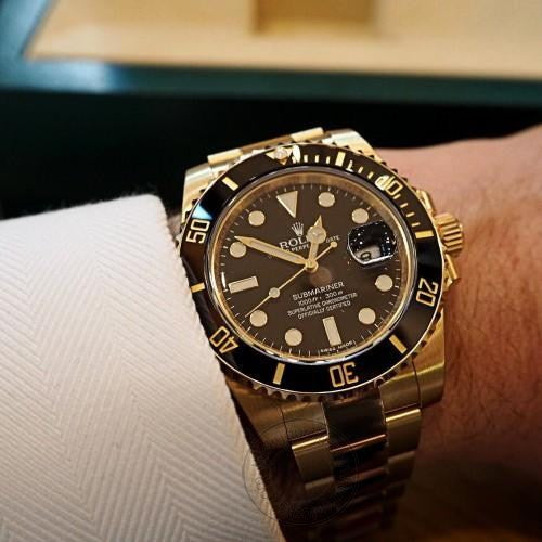 ROLEX Submariner Automatic Gold Black Dial Metal Mens Watch for Man Rlx-Sub-GB