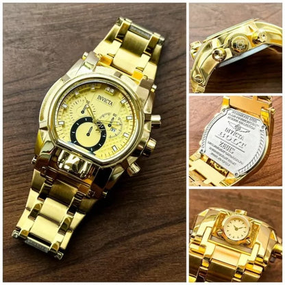 Invicta Reserve Mens 52mm Bolt Zeus Magnum Swiss Quartz Dual Movement Iridescent Men's Watch INC-GOLD