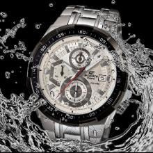 Chronograph Black Dial Silver Strap Men's Watch EFR 539D 7AVUDF