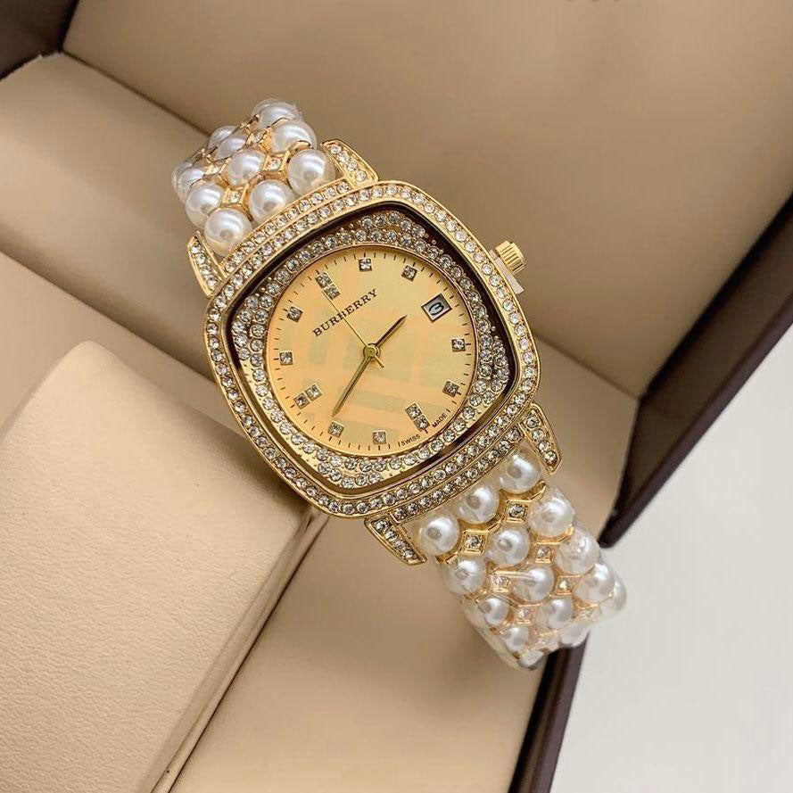 Premium Quality Women's Watch BB-9043 Heritage Gold Diamand Dial And Case With Dated Swiss Rare 38mm Unisex Women Wrist Watch- Best Watch Ever For Women