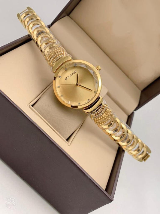 Branded Analog Watch With Golden Color Metal Case & Golden Strap And Golen Watch For Women's Design For Girl Or Woman Best Gift Date Watch- BV-81