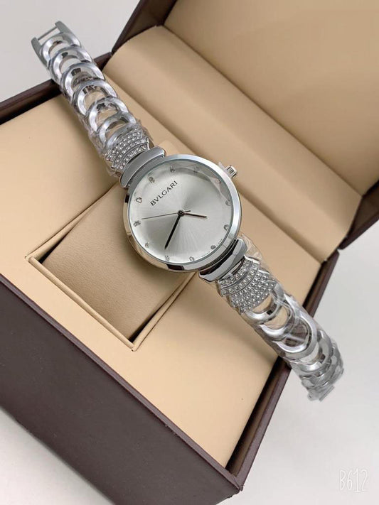 Branded Analog Watch With Silver Color Metal Case & Silver Strap Watch For Women's Designer Strap Watch For Girl Or Woman Best Gift Date Watch- BV-82