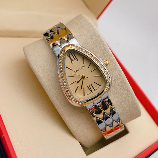 Branded Analog Watch With Gold Metal Case & Strap Watch With Gold Dial Designer Gold Multicolor Strap Watch For Girl Or Woman-Best Gift Date Watch- BV-103460