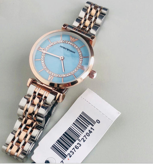 Watch AR999 Sky Blue Dial Multi Color Strap Good Quality Watch For Women-Best gift