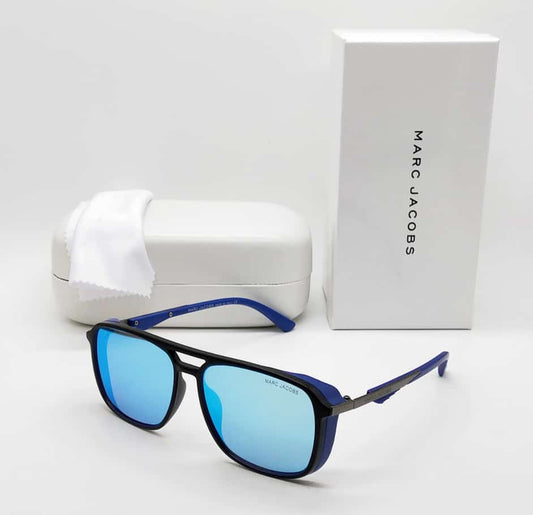 High Quality Designer BlueRectangular Shield Unisex Sunglasses Water Blue Color Frame And UV Protection Over-sized Sunglasses-MJ-224