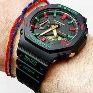 Casio G-Shock Analog Digital Black Color Belt Men's Watch For Man With Black Dial Gift Watch GA-2100TH-1ADR