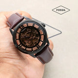 Fossil Townsman Automatic In Black & Transparent Case With Dark Brown Color Strap Watch For Men's Watch ME-3098 Formal Casual Metal Watch For Man