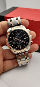 Tissot Chronograph Dual Tone Men's Watch for Man TS 321SG GB Silver Rose Gold Black Dial 1853 Gift