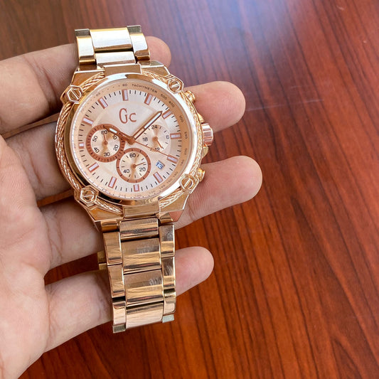 Golden Strap Men's Chronograph Y24004G4 Watch for Men's Rose Gold Dial-Best Gift For Men's