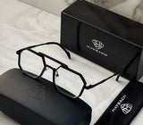 Stylish Black Frame Transparent Lens Sunglasses For men's New Trending Stylish With Thin Stripe MB-9214