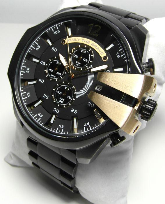 Diesel Mega Chief Chronograph Black Dial Men's Watch for man DZ4338 Gift