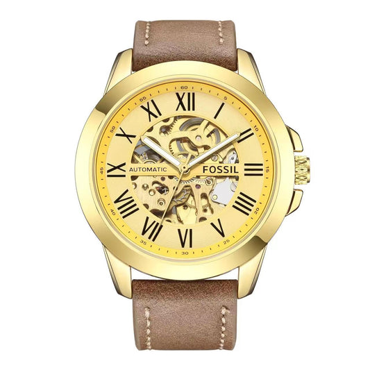 Fossil Golden Automatic Men's Watch FS-3876 Leather Casual Metal Watch For Man