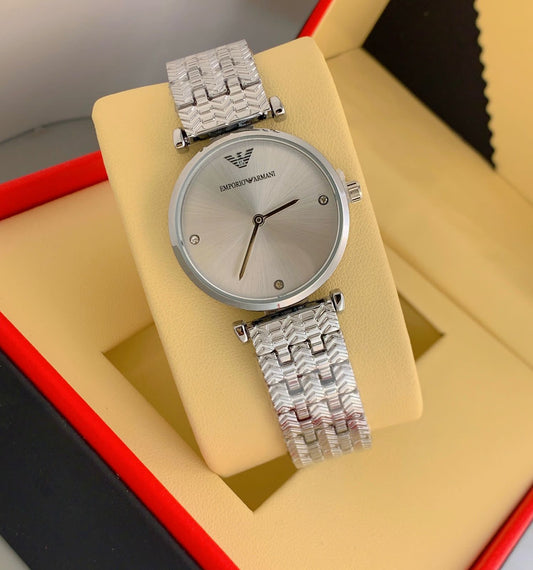 Latest Design Watch Silver Dial & Silver Color Design Strap For Women and Girls Watch -Best Gift Ever AR-59436