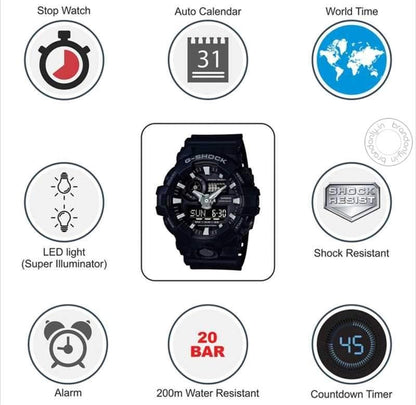 Casio G-Shock Analog Digital Grey Belt Men's Watch For Man G738 G-Shock ( GA-710-1ADR ) Grey Color Dial Day And Date Gift Watch