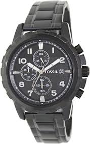 Fossil Chronograph Dean black stainless steel strap and bold markers Dial FS-472 Watch For Men Genuine for Gifts