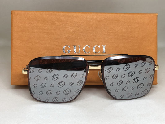 Branded Inspired Square Mirror Black Grey Glass Black Frame & Black Stick Sunglass For Men's Women's Or Girls Sunglass GG-8871- Best Quality Product