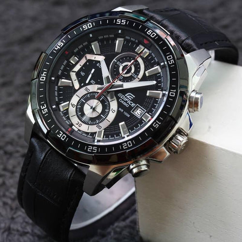 Chronograph Black Men's Watch Leather 539l 1av