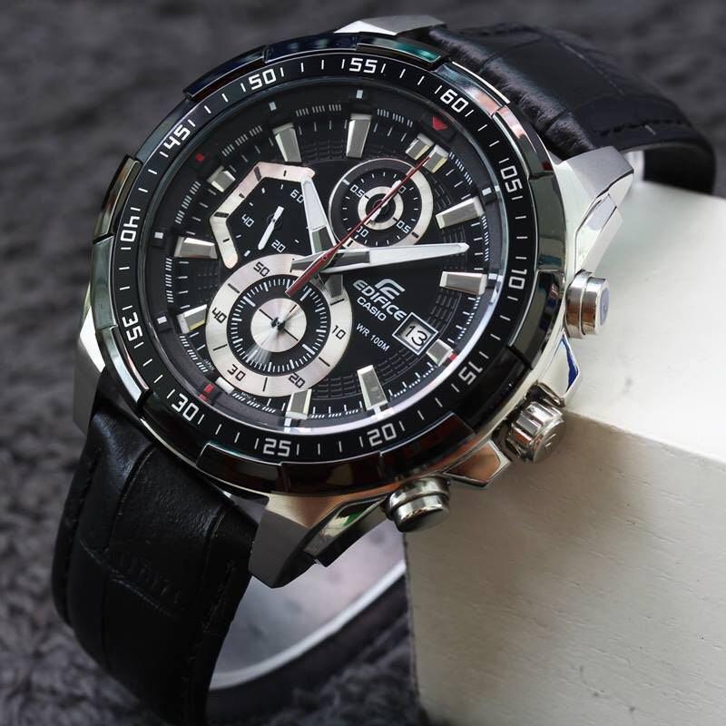 Casio Edifice Chronograph Black Men's Watch Leather 539l 1av