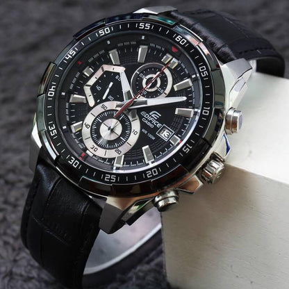 Casio Edifice Chronograph Black Men's Watch Leather 539l 1av