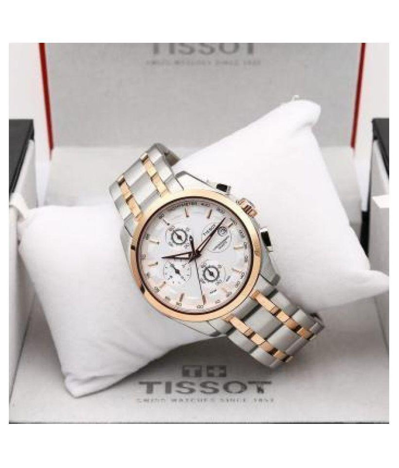 Tissot Chronograph Dual Tone Men's Watch for Man Silver Rose Gold - Gift TS-860SG