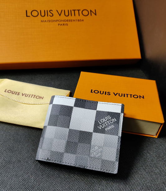 LV Leather Heavy quality Black And white latest full printed design Fancy look wallet for men's LV-716