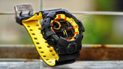 Casio G-Shock Analog Digital Black & Yellow Belt Men's Watch For Man GA-700BY-1APR Multi Color Dial Day And Date Gift Watch