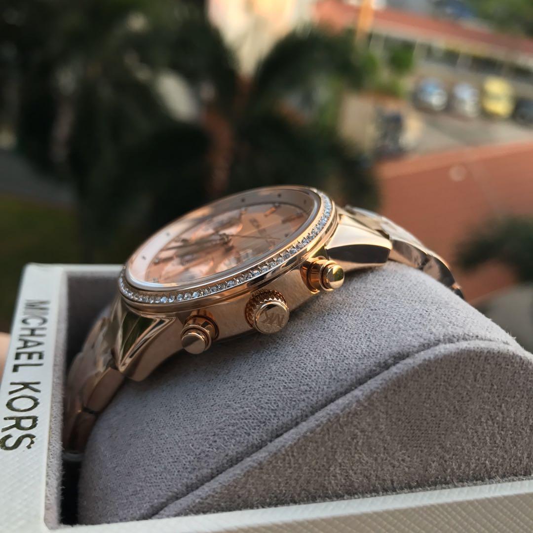 Chosmogragh Watch With Rose Gold Metal Case & Pink Dial Dated Multicolor Strap Watch For Women's Design For Girl Or Woman Best Gift Date Watch- MK-3607