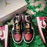 Nike Air Jordan 1 Mid SE Gold Pendants Black Shoes For Mens And Boys Dark Beetroot CZ4385-016