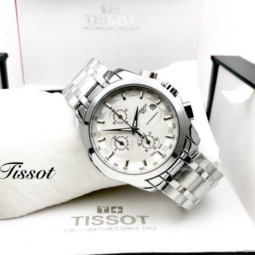 Tissot Chronograph Mens Watch Silver White Metal Formal Casual Watch for Man TS-SS01