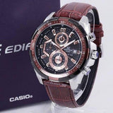 Chronograph Brown Dial Leather Men's Watch EFR 539L 5AVUDF