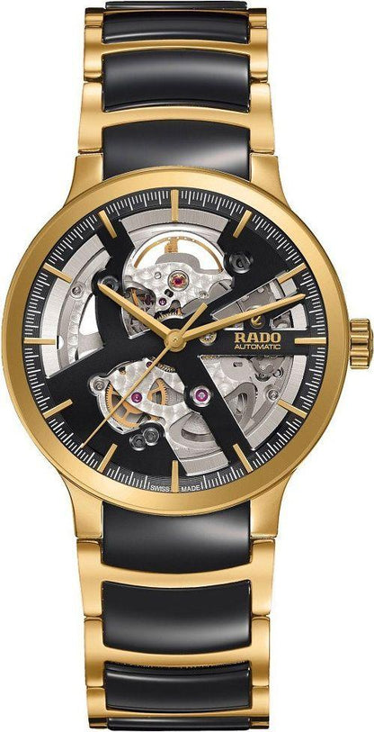 Rado Centrix Skeleton 38Mm Automatic Open Heart Gold Men's Watch For Man Gift R-30180