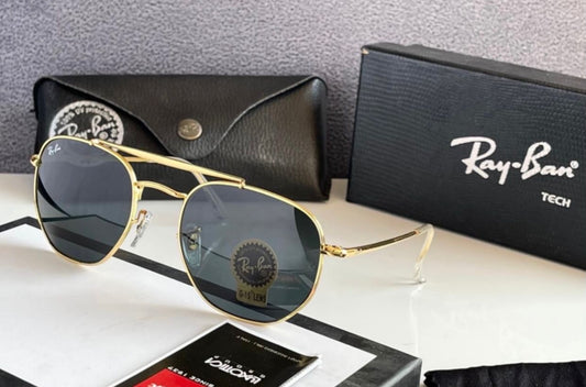 Brand New stylish Men's And Women's Sunglass Heavy Quality Black Lens With Golden Strap Color RB-7866