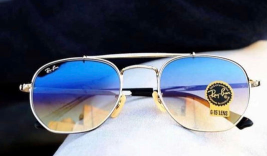 Brand New stylish Men's And Women's Sunglass Heavy Quality Blue Lens With Golden Strap Color RB-7867