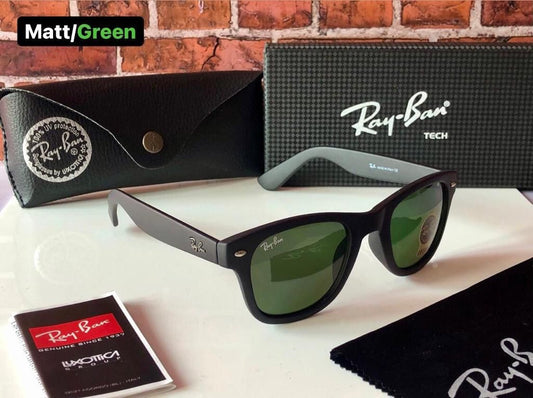 Brand New stylish Men's And Women's Sunglass Heavy Quality Matt Black Frame with Green lense Color RB-SUN-02