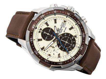 Chronograph Brown Leather Belt Men's Watch EFR 539l 7BV