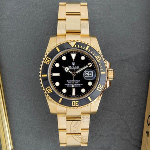 ROLEX Submariner Automatic Gold Black Dial Metal Mens Watch for Man Rlx-Sub-GB