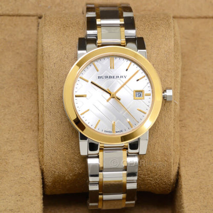 Women's BU-9042 Heritage Silver-plated With Gold Case Dated Stainless Steel Swiss Rare 35mm Women Wrist Watch