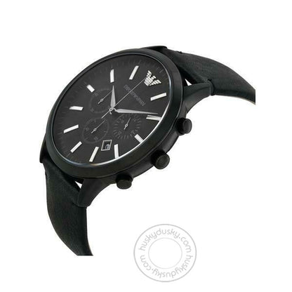 Emporio Armani Sportivo AR2461 Wrist Watch for Men Black Leather Men's Watchfor Gift