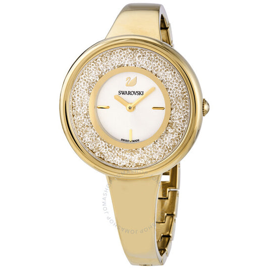 Crystalline Designer Quartz Swiss made SW-5269250 Watch With White Dial Gold Stainless steel Watch for Women and Girls Vintage Collection- Best Gift