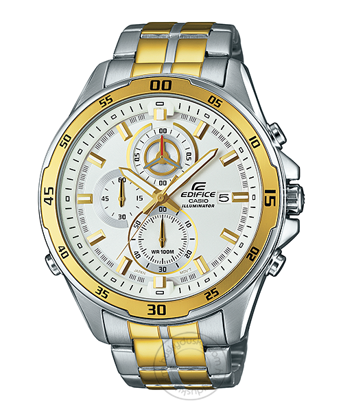 Casio Edifice EFR-547SG-7A9 Illuminator Metal Chronograph Gold Color White Dial Men's Watch